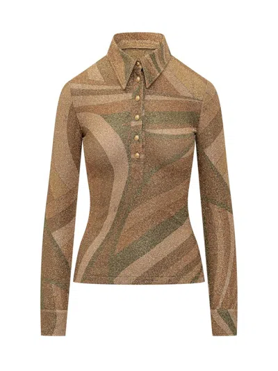 Pucci Abstract Print Lurex Sweater In Multi