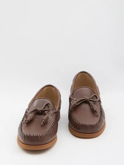 Valentino Garavani Brown Leather Palm Avenue Loafers