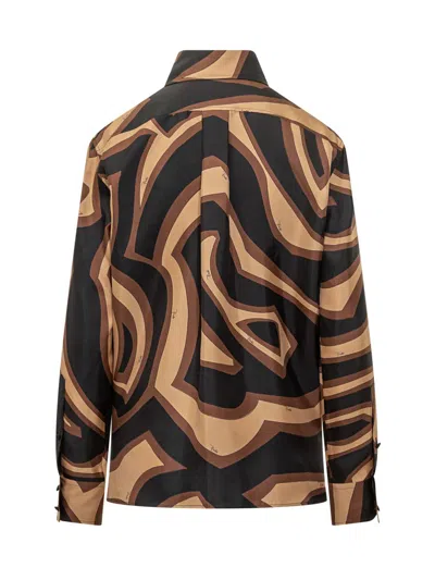 Pucci Multicolor Silk Pattern Shirt In Brown