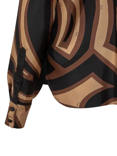 Pucci Multicolor Silk Pattern Shirt In Brown
