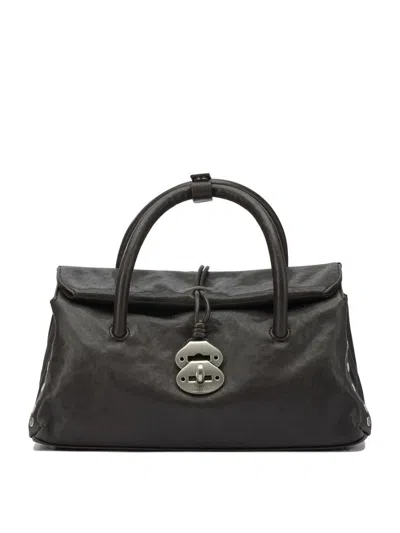 Zanellato Small Dotta Smooth Leather Top Handle Bag In Black