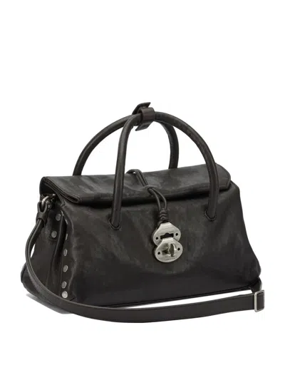 Zanellato Small Dotta Smooth Leather Top Handle Bag In Black