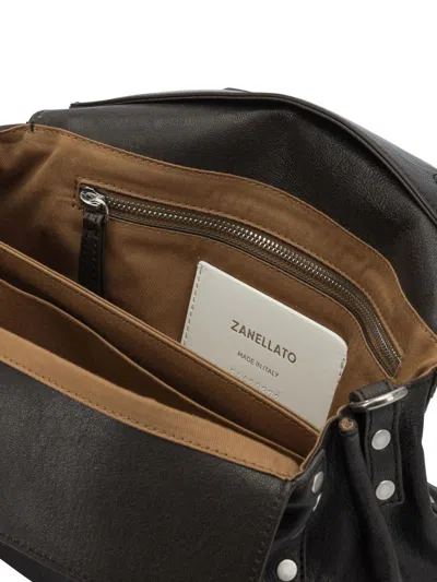 Zanellato Small Dotta Smooth Leather Top Handle Bag In Black