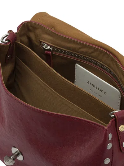 Zanellato Postina Tabacco Baby Leather Handbag In Red