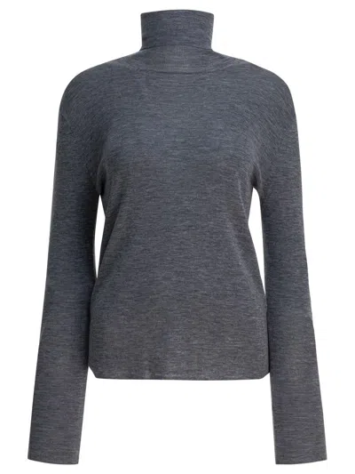Umarmung Wool Turtleneck Sweater Knitwear Grey In Gray