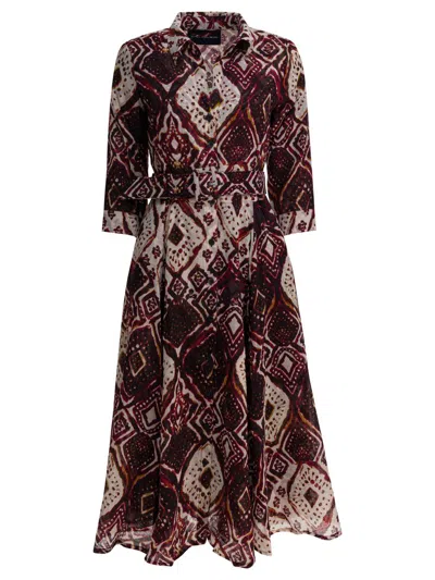 Samantha Sung Belted Printed Dress In Multi