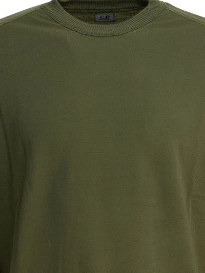 C.p. Company Crew Neck Knitwear With Ribbed Cuffs And Pocket In Green