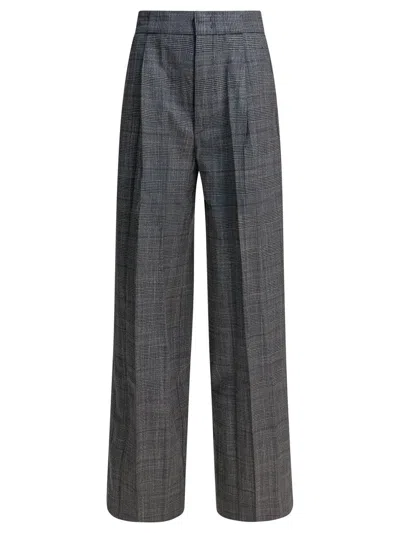 Sa Su Phi Tailored Grey Plaid Trousers With High Waist In Gray