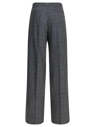 Sa Su Phi Tailored Grey Plaid Trousers With High Waist In Gray