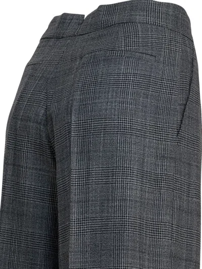 Sa Su Phi Tailored Grey Plaid Trousers With High Waist In Gray