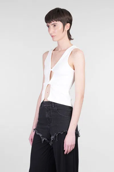 Christopher Esber Cutout Twist-front Ribbed-knit Tank In White