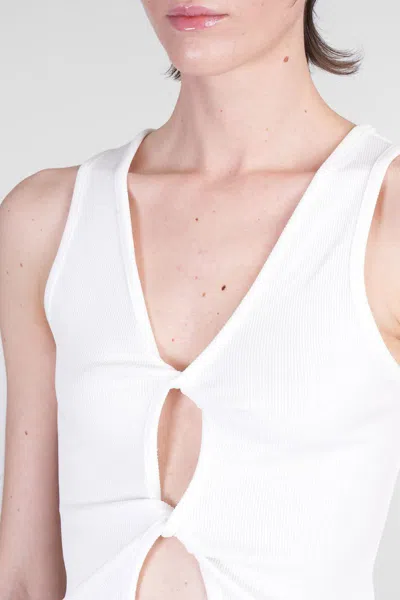 Christopher Esber Cutout Twist-front Ribbed-knit Tank In White