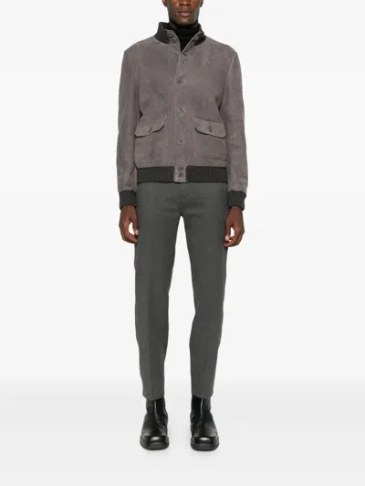 Salvatore Santoro Ribbed-trim Bomber Jacket In Brown