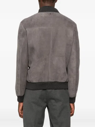 Salvatore Santoro Ribbed-trim Bomber Jacket In Brown