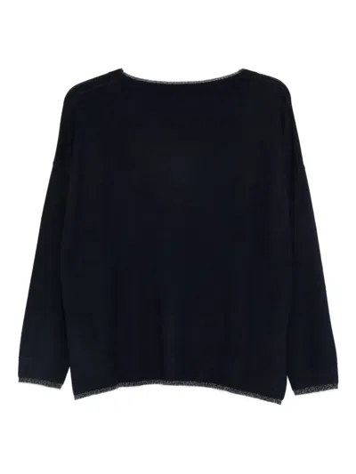 Liu •jo Glitter-embellished Jumper In Blue