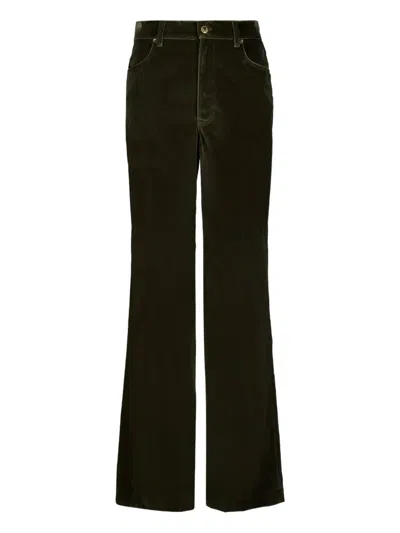 La Doublej Flared Cotton Trousers In Green