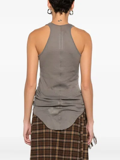 Rick Owens Curved Hem Top In Brown