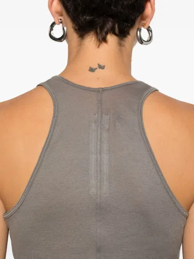 Rick Owens Curved Hem Top In Brown