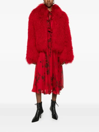 Ducie Rochelle Shearling Jacket In Red