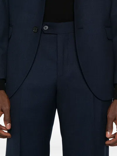 Manuel Ritz Stretch Hopsack-eye Suit In Blue