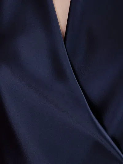 Talbot Runhof Halterneck Satin Blouse In Blue