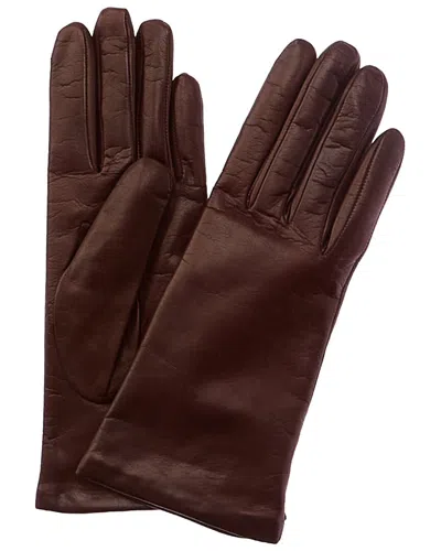 Portolano Cashmere-lined Leather Gloves In Brown