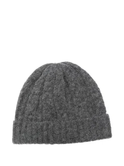 Herno Cable-knit Beanie In Gray