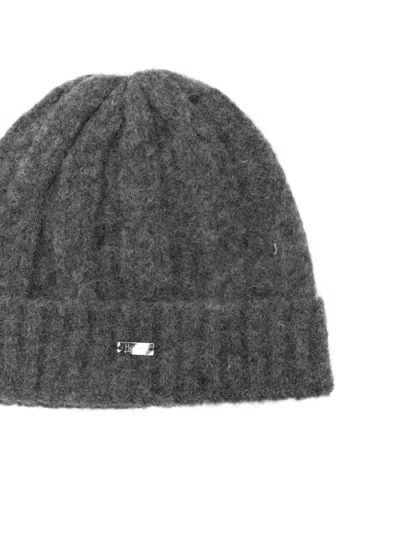 Herno Cable-knit Beanie In Gray