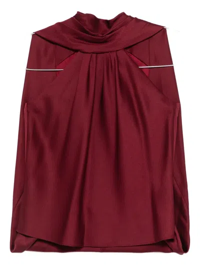 Simkhai Womens Oxblood Scarlett Cape Satin Top In Burgundy