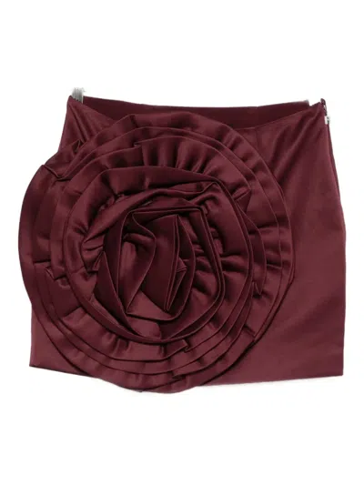 Rotate Birger Christensen Flower-embellished Mini Skirt In Red