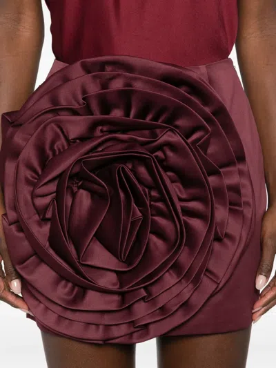 Rotate Birger Christensen Flower-embellished Mini Skirt In Red