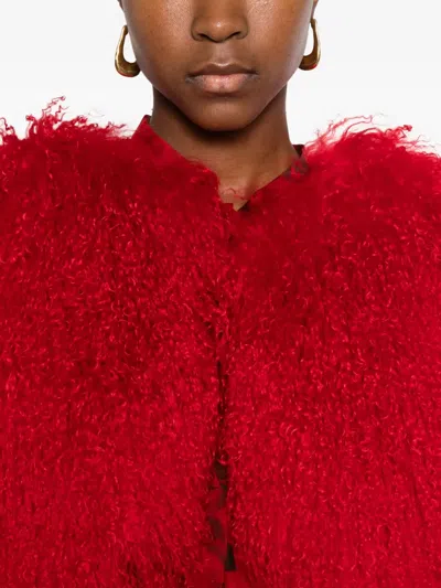 Ducie Becca Shearling Jacket In Red