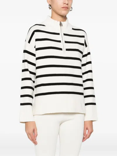 Dkny Striped Half-zip Jumper In White