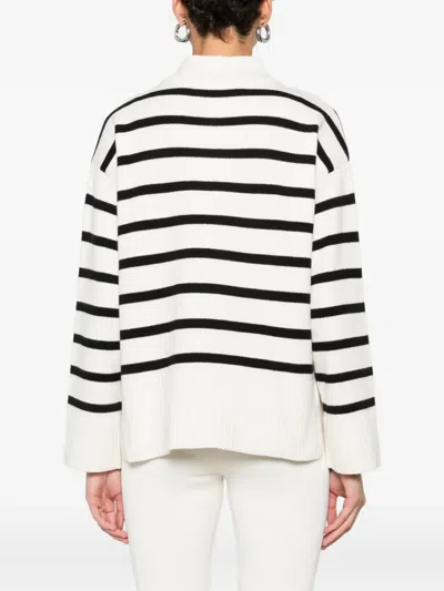 Dkny Striped Half-zip Jumper In White