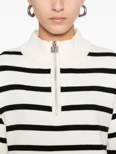 Dkny Striped Half-zip Jumper In White