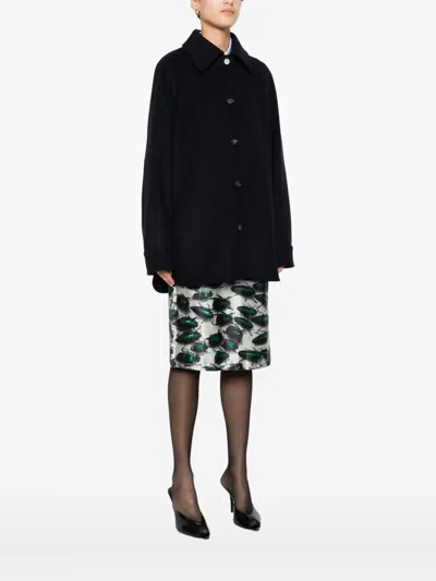 Manuel Ritz Buttoned Wool-blend Coat In Black