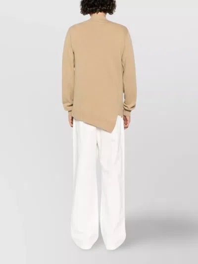 Comme Des Garçons Asymmetric Hem Knitwear Ribbed Cuffs In Neutral