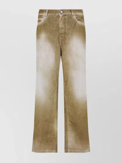 Marni Cotton Straight Leg Jeans With Adjustable Strap In Brown