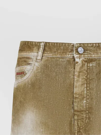Marni Cotton Straight Leg Jeans With Adjustable Strap In Brown