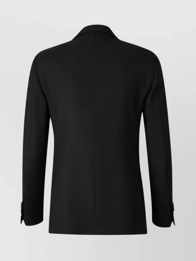 Lardini Herringbone Blazer With Notch Lapel And Pockets In Blue