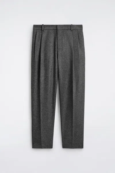 Cos Pleated Wool Straight-leg Trousers In Grey In Gray