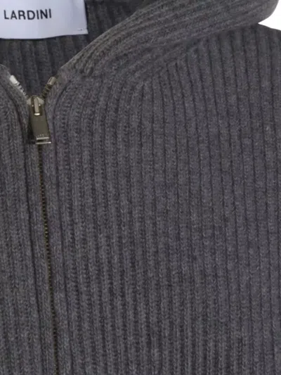 Lardini Hooded Sweater Featuring Front Pockets In Gray