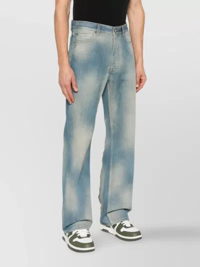 Off-white Blue Diagonal Raw Patch 90s Skate Jeans In Blue