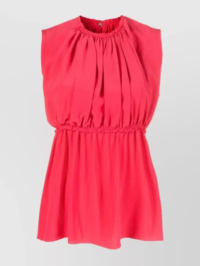 Lanvin Sleeveless Pleated Top Elasticated Waist In Red