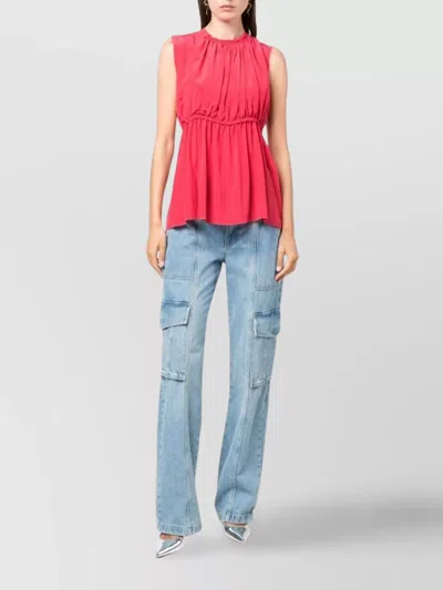 Lanvin Sleeveless Pleated Top Elasticated Waist In Red