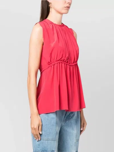 Lanvin Sleeveless Pleated Top Elasticated Waist In Red