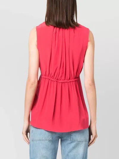 Lanvin Sleeveless Pleated Top Elasticated Waist In Red