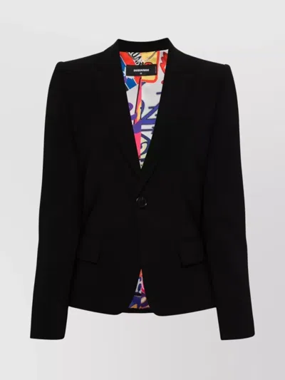 Dsquared2 Tailored Jacket With Flap Pockets And Long Sleeves In Black