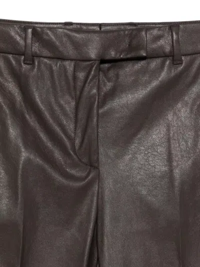 Incotex Slim Fit Stretch Faux Leather Trousers In Brown