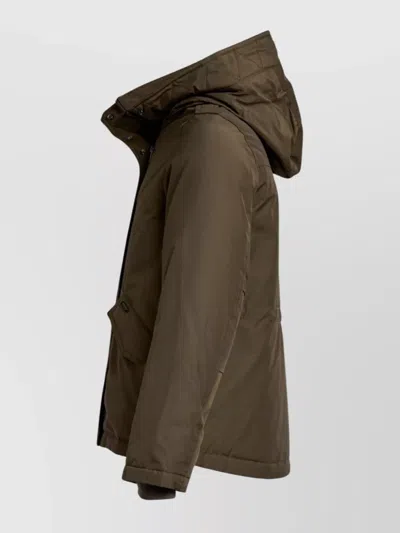 Woolrich Hooded Parka With Drawstring Waist And Pockets In Animal Print